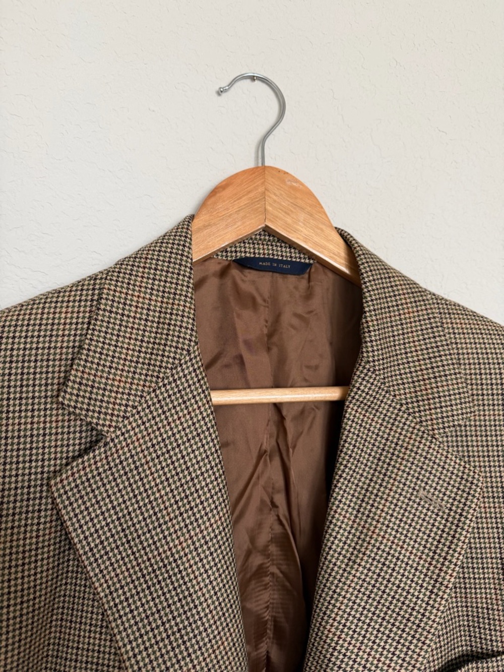 Brooks Brothers Blazer Mens Size 44L Brown Gingham Houndstooth Sports Coat Italy - Picture 2 of 15